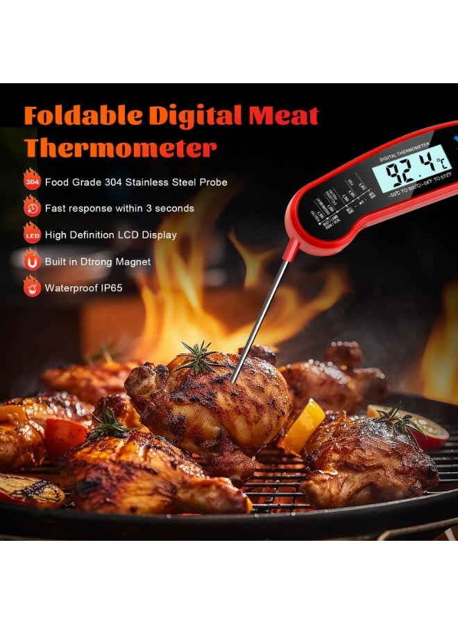 YelaJoy Digital Meat Thermometer with Probe Waterproof Fast Read Food Thermometer Kitchen Grilling Cooking with Backlight Magnet and Calibration for Baking BBQ (Black) - Image 2
