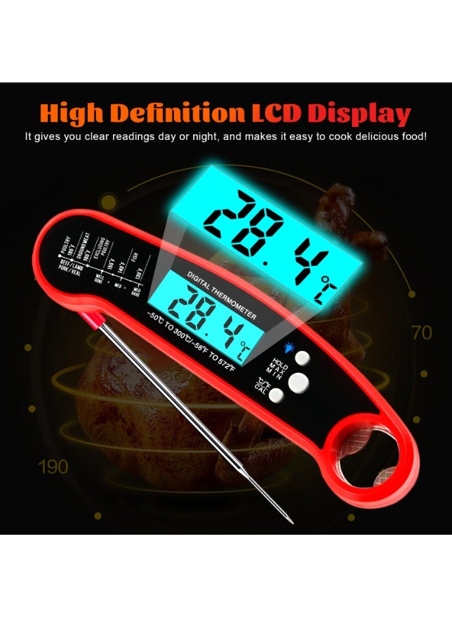 YelaJoy Digital Meat Thermometer with Probe Waterproof Fast Read Food Thermometer Kitchen Grilling Cooking with Backlight Magnet and Calibration for Baking BBQ (Black) - Image 3