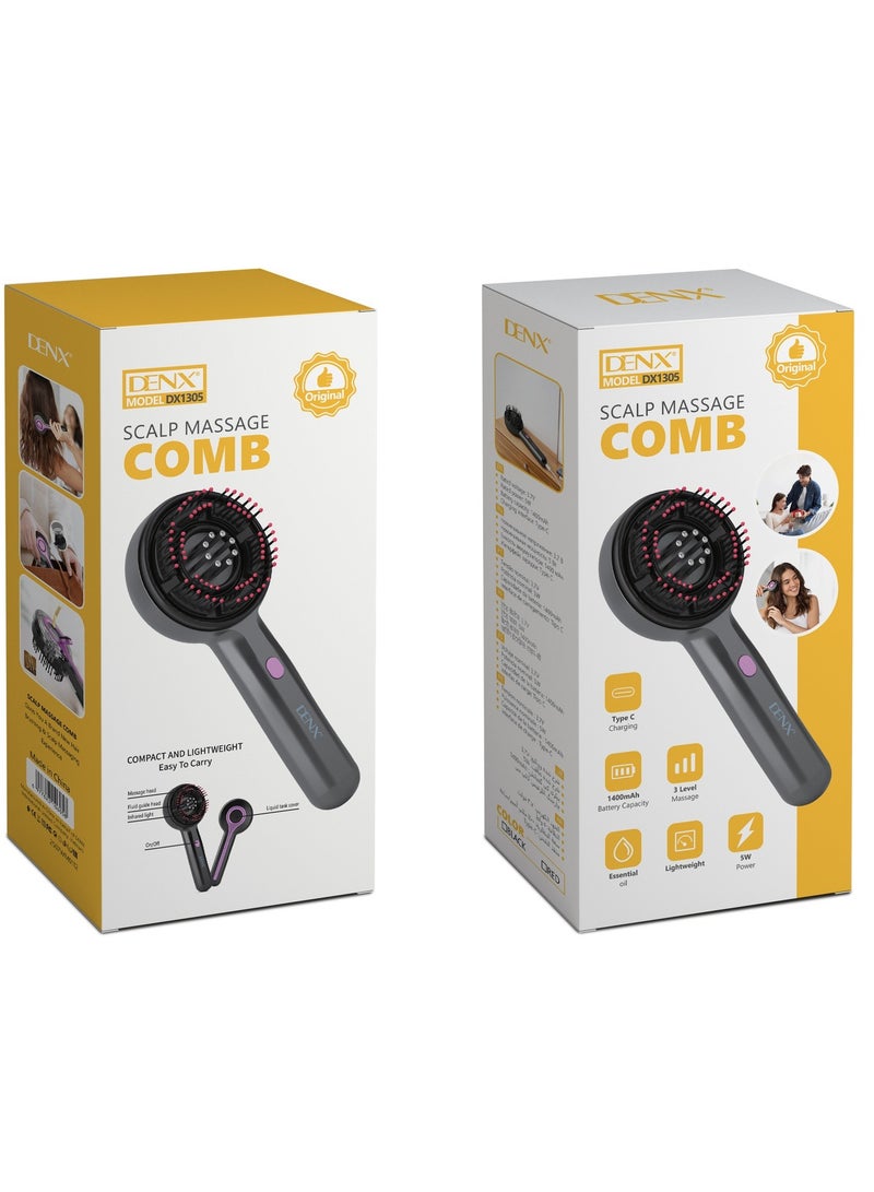 Denx Electric Scalp Massage Brush with Innovative Bristle Movement – 3 Massage Levels – 1400mAh Battery – Type-C Charging – Designed for Scalp Massage & Improved Blood Circulation – Suitable for All Hair Types – Lightweight & Comfortable for Daily Use - Image 5