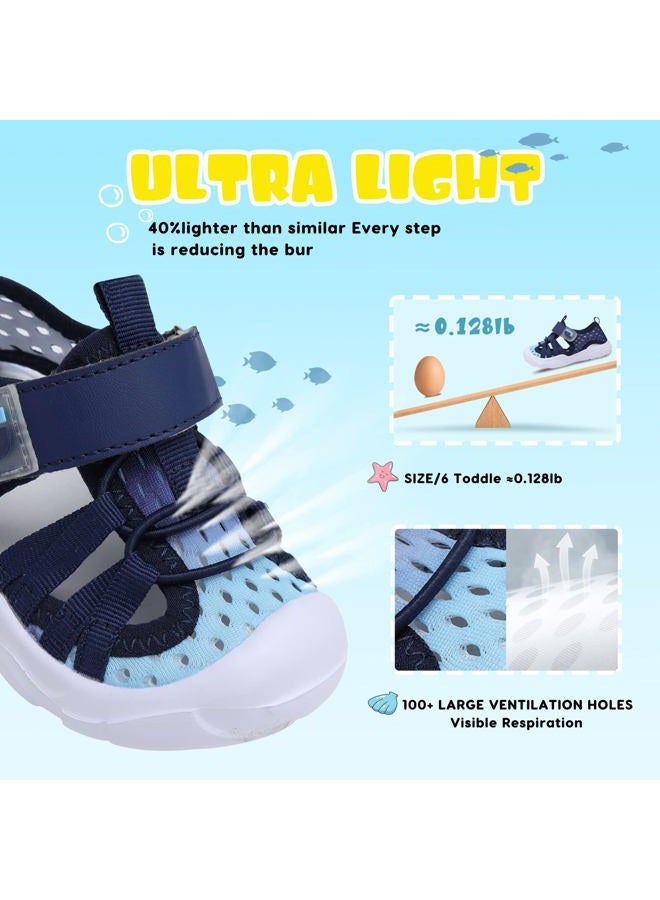 JOINFREE Baby Toddler Water Shoes Barefoot Swim Shoes Quick Dry Slip on Sneakers for Boys Girls Blue 12-18 Months Infant - Image 3