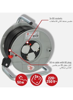 Brennenstuhl Brennenstuhl Standard 3-way socket cable reel 50m extension cord cable drum with thermal cut-out protection  - Image 2
