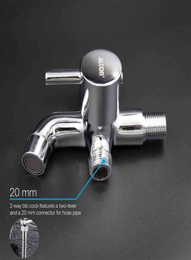 ALTON GRC3715 Brass 2 in 1 Chrome Finish Bib Tap with Wall Flange (Silver) - Image 4