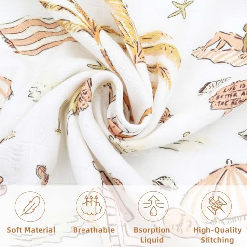 LifeTree Baby Swaddle Blanket, 70% Viscose from Bamboo and 30% Cotton Muslin Swaddles Blankets Boys Girls, Swaddling Blanket for Newborn, Super Soft Large 47" x 47", Yellow Sandy Beach - Image 3