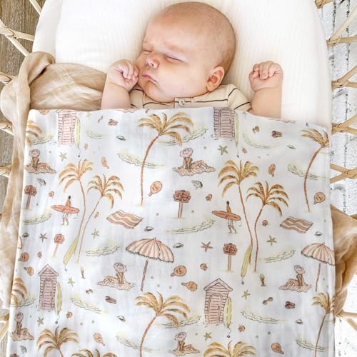LifeTree Baby Swaddle Blanket, 70% Viscose from Bamboo and 30% Cotton Muslin Swaddles Blankets Boys Girls, Swaddling Blanket for Newborn, Super Soft Large 47" x 47", Yellow Sandy Beach - Image 4