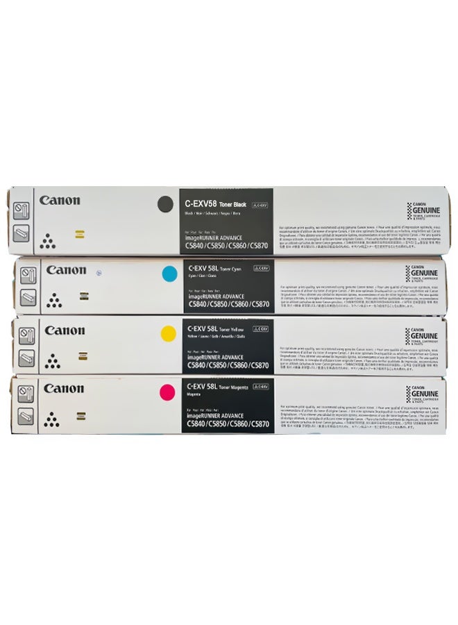 Canon Original canon C-EXV 58 Toner Cartridge for,IR ADV DX C5735i ,IR ADV DX C5740i ,IR ADV DX C5840i ,IR ADV DX C5860i ,IR ADV DX C5870i (Black, Cyan, Yellow, Magenta)4- Pack Black,Cyan,Magenta,Yellow - Image 1