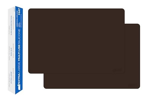 GASARÉ, Set of 2, Extra Large, Thick, Silicone Mats for Kitchen Counter, Heat Resistant Mats, Countertop Protector, Non-Slip, Easy to Clean, 25 x 17 Inches x 1.4mm, Brown - Image 1