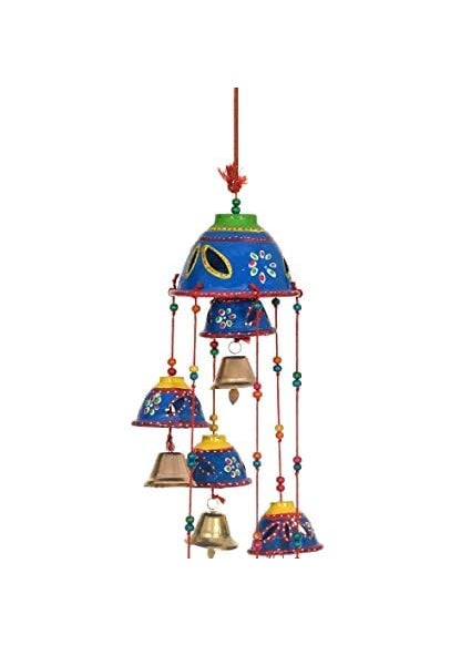 ADITYA IMPEX ADITYA IMPEX Handicraft rajasthane Wooden Colored Bells Desing Decorative showpice Wind Chimes for Home Balcony Garden Positive Energy Home Decor Hanging Long Bells 7 BellsSet of 2 Piece  - Image 3