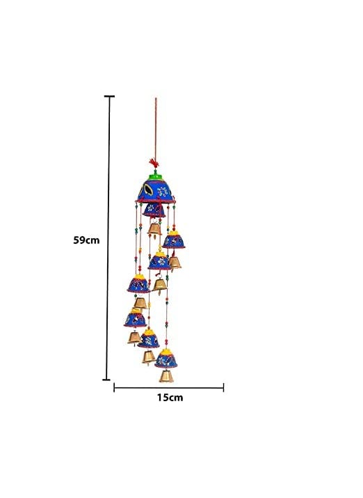 ADITYA IMPEX ADITYA IMPEX Handicraft rajasthane Wooden Colored Bells Desing Decorative showpice Wind Chimes for Home Balcony Garden Positive Energy Home Decor Hanging Long Bells 7 BellsSet of 2 Piece  - Image 2
