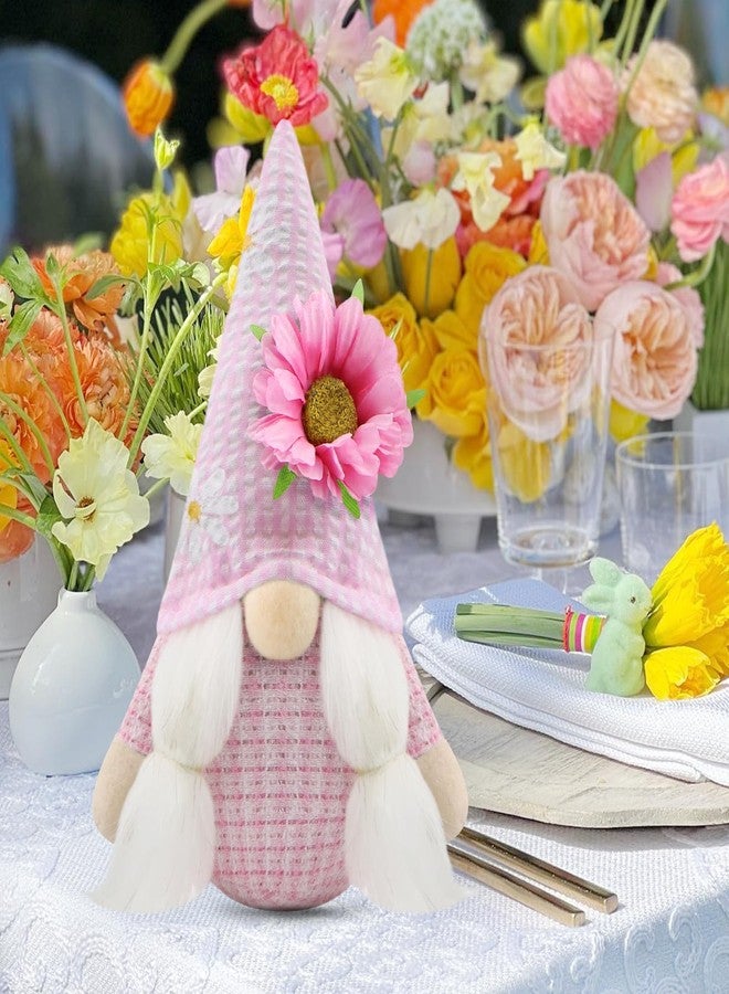 Gehydy Set of 2 Spring Gnomes Summer Easter Sunflower Gnome Decoration Handmade Scandinavian Tomte Farmhouse Decor for Home Kitchen Tiered Tray - Pink & Purple - Image 5