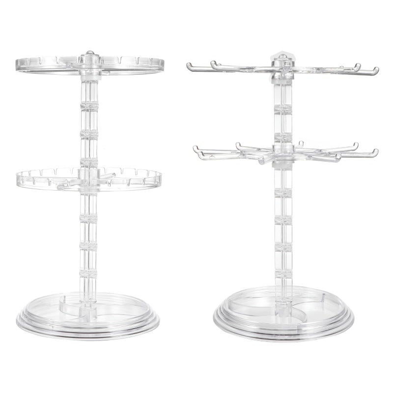 2 Layer Rotatable Jewelry Display Stand Detachable Holder For Earrings Necklace Bracelets Storage - Image 2