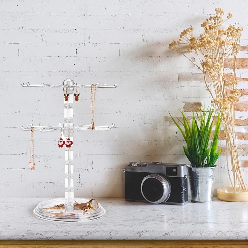 2 Layer Rotatable Jewelry Display Stand Detachable Holder For Earrings Necklace Bracelets Storage - Image 5