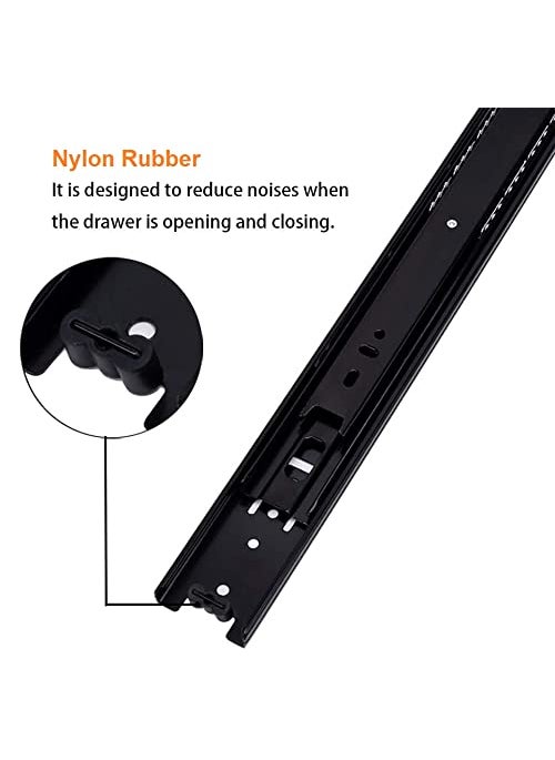 SmartSlide SmartSlide Heavy Duty 45 kg Load Capacity Side Mount Full Extension Drawer Slide 20 inch Drawer Channel for Kitchen Basket Telescopic Channel Ball Bearing Telescopic Drawer Channel Runner Black  - Image 5