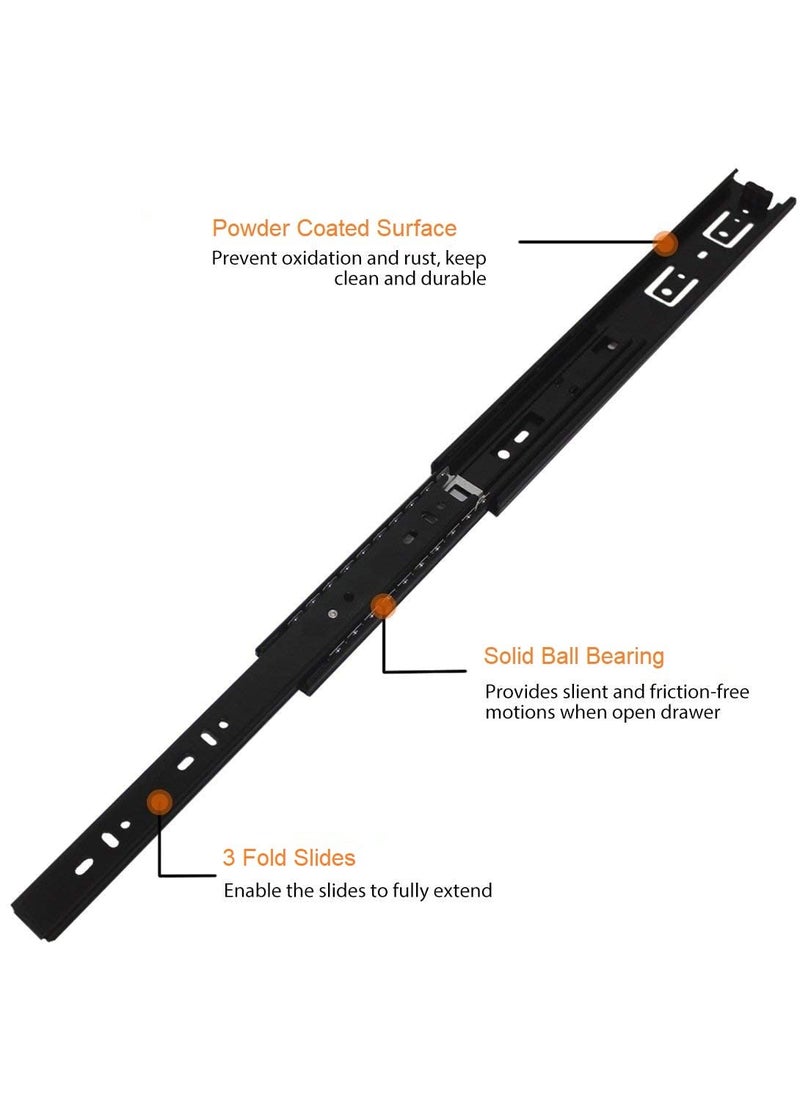 SmartSlide SmartSlide Heavy Duty 45 kg Load Capacity Side Mount Full Extension Drawer Slide 20 inch Drawer Channel for Kitchen Basket Telescopic Channel Ball Bearing Telescopic Drawer Channel Runner Black  - Image 2