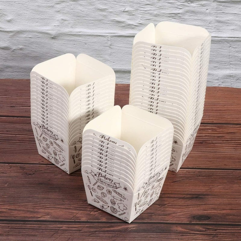 Luckam 100 Pcs Paper Baking Cup Small Square Cake Wrappers Cupcake Liners Desserts Holders Muffin Cases for Weddings Birthdays Baby Shower (White Coffee) - Image 3