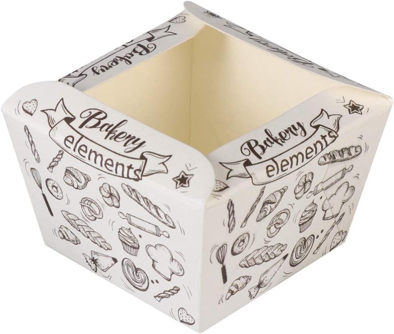 Luckam 100 Pcs Paper Baking Cup Small Square Cake Wrappers Cupcake Liners Desserts Holders Muffin Cases for Weddings Birthdays Baby Shower (White Coffee) - Image 1