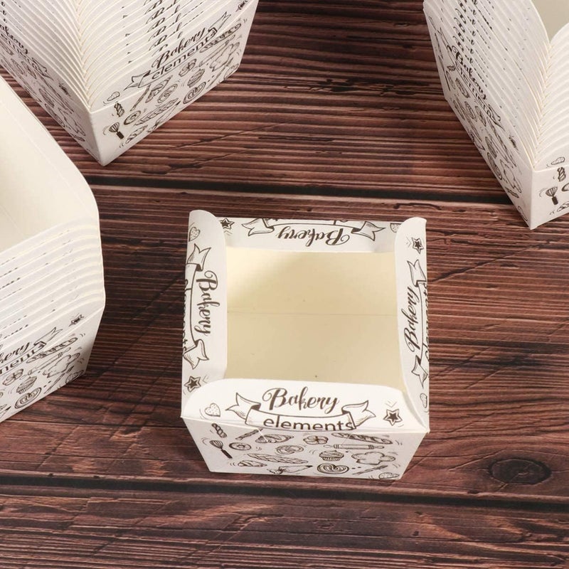 Luckam 100 Pcs Paper Baking Cup Small Square Cake Wrappers Cupcake Liners Desserts Holders Muffin Cases for Weddings Birthdays Baby Shower (White Coffee) - Image 2