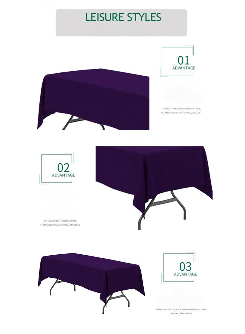 general Solid Color Tablecloth Dark Purple Multi Size Hotel Buffet Wedding Birthday Party Polyester Tablecloth - Image 2
