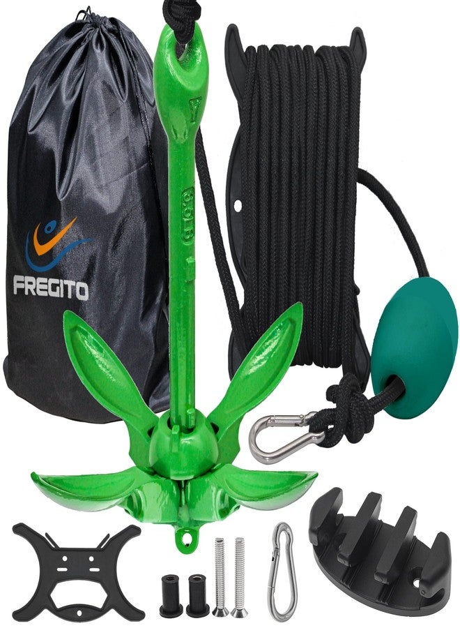 FREGITO Kayak Anchor kit, 3.5lb Jet Ski Anchor Folding Boat Anchor Kit with 40FT Nylon Rope, Marine Anchor SUP Paddle Boards Small Boat Anchor with Fishing Kayak Accessories - Image 1