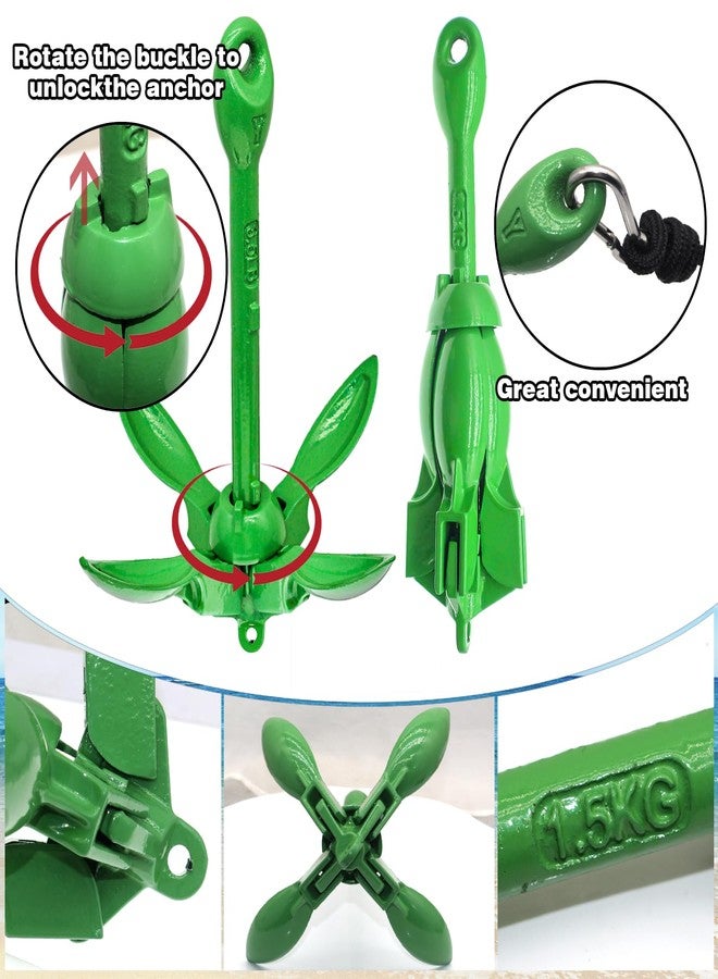 FREGITO Kayak Anchor kit, 3.5lb Jet Ski Anchor Folding Boat Anchor Kit with 40FT Nylon Rope, Marine Anchor SUP Paddle Boards Small Boat Anchor with Fishing Kayak Accessories - Image 4