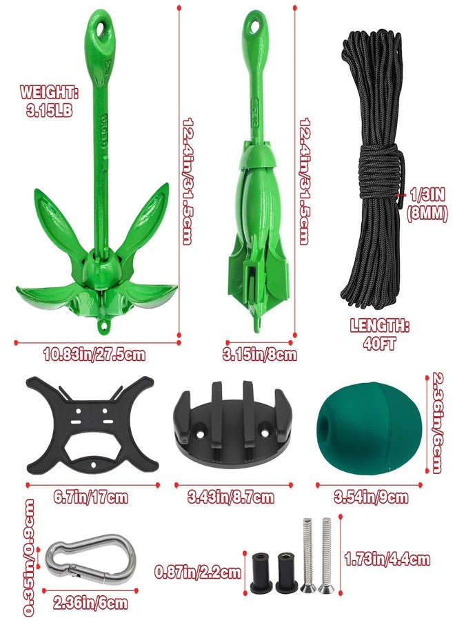 FREGITO Kayak Anchor kit, 3.5lb Jet Ski Anchor Folding Boat Anchor Kit with 40FT Nylon Rope, Marine Anchor SUP Paddle Boards Small Boat Anchor with Fishing Kayak Accessories - Image 2