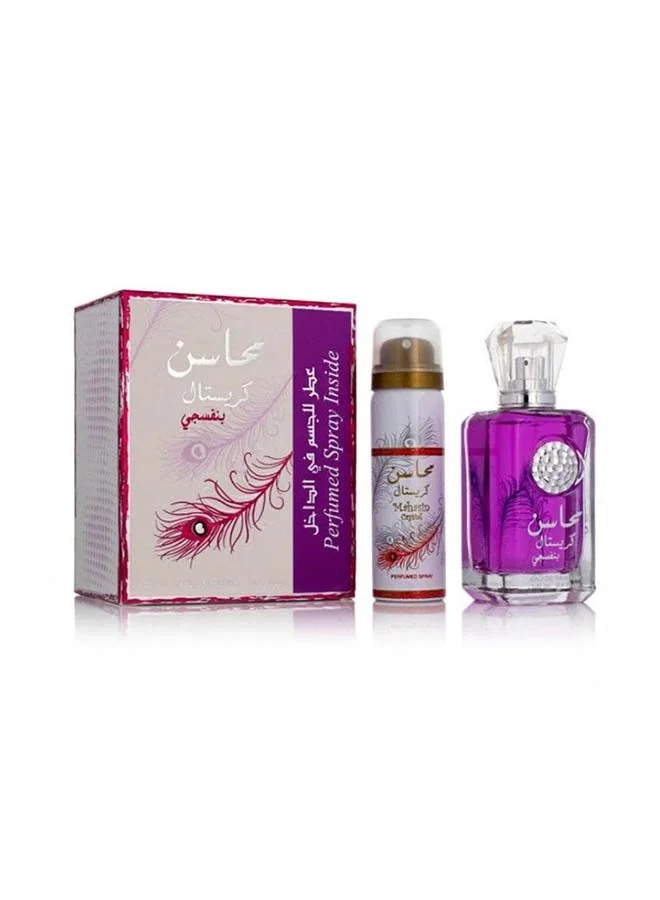 Lattafa Mahasin Crystal Violet EDP 100 ml with deodorant spray