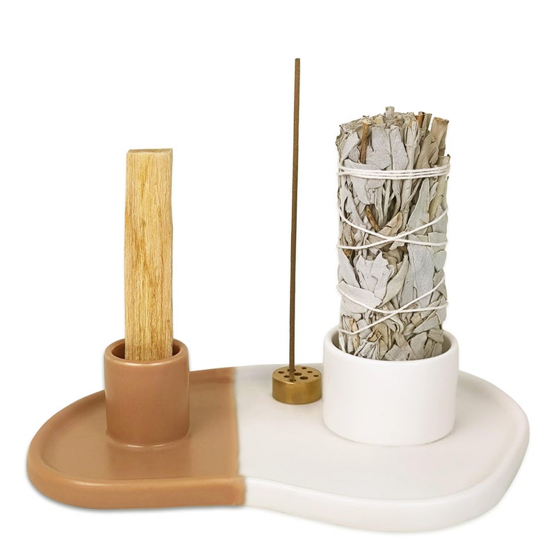 YIASSON Palo Santo Holder Sage Holder for Burning Sage Burning Bowl Palo Santo Burner Sage Bowl Smudge Bowl Ceramic Incense Holder Sage Smudge Bowlpalo Santo and sage not Included