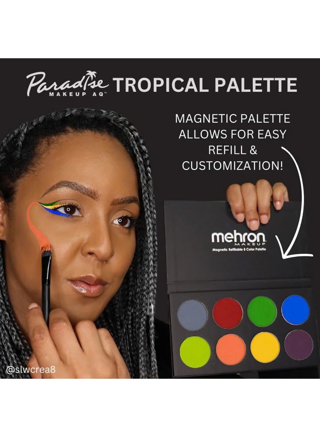 mehron Makeup Paradise Makeup AQ 8 Color Tropical Palette | Magnetic Refillable Body Paint & Face Paint Palette | Professional & Water Activated | Costumes, SFX, Halloween, & Cosplay - Image 4