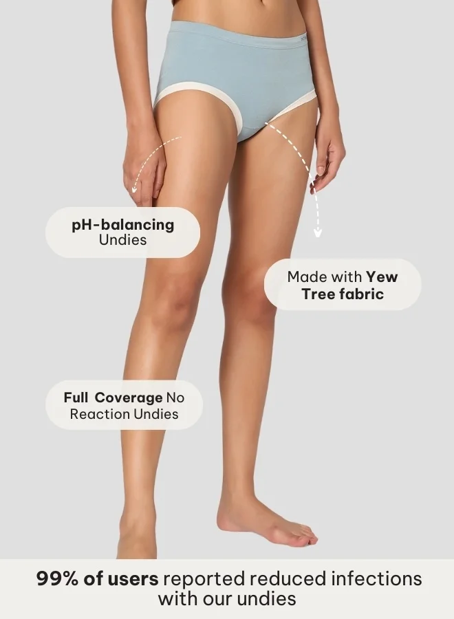 Intimate Queen Blue Yew Tree Bae Hipsters – Antibacterial Calm, Made with Yew Tree Fiber | Silk-Soft & pH Balancing for Women | Best Price UAE