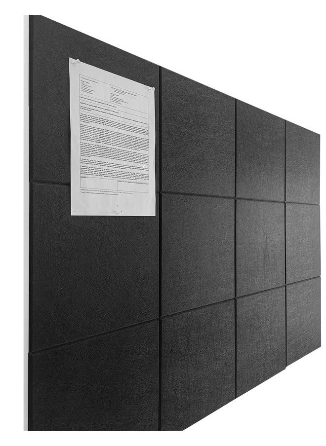 DECORITA Large Cork Board Alternative - 12 Pack Felt Wall Tiles With Safe Removable Adhesive Tabs, Cork Boards For Walls Cork Board For Office Pin Board Tack Board Cork Board 48 X 36 - Black  - Image 1