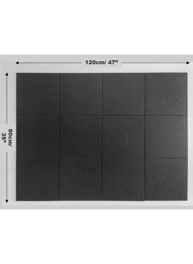 DECORITA Large Cork Board Alternative - 12 Pack Felt Wall Tiles With Safe Removable Adhesive Tabs, Cork Boards For Walls Cork Board For Office Pin Board Tack Board Cork Board 48 X 36 - Black  - Image 2