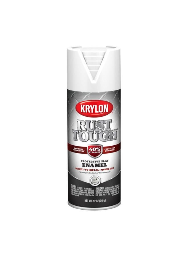 KRYLON Rust-Tough Protective Flat Enamel Direct-to-Metal Quick Dry Spray Paint White 12oz K09219008 - Image 1