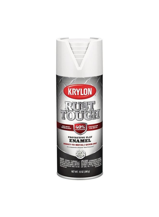 KRYLON Rust-Tough Protective Flat Enamel Direct-to-Metal Quick Dry Spray Paint White 12oz K09219008 - Image 2