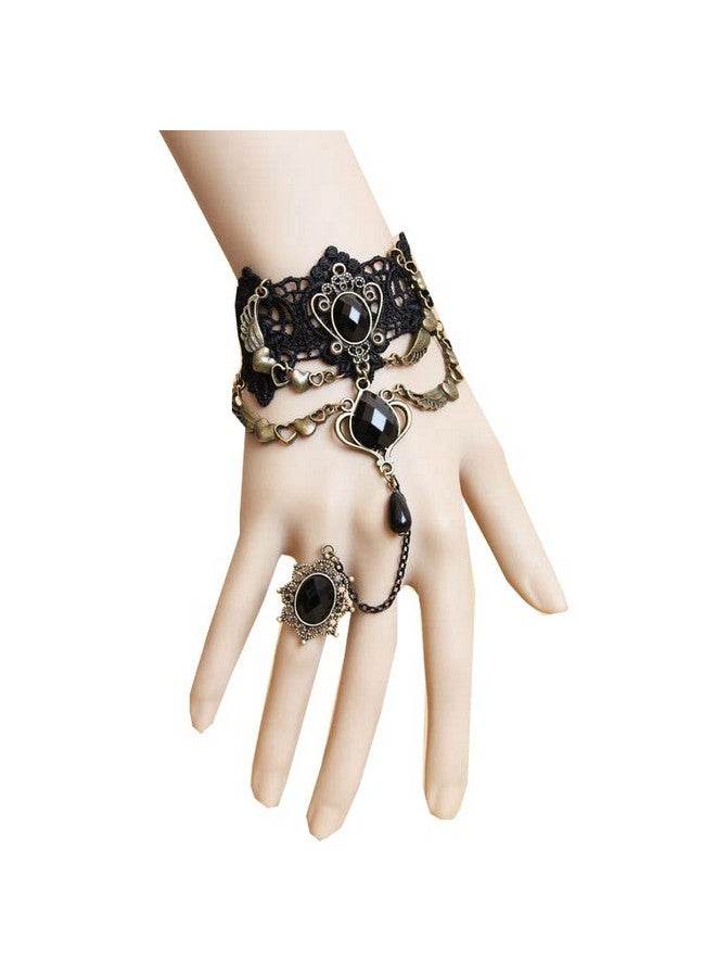 Love Sweety Halloween Vintage Crown Rose Headband Gothic Floral Headpiece (Necklace and Bracelet Heart) - Image 3