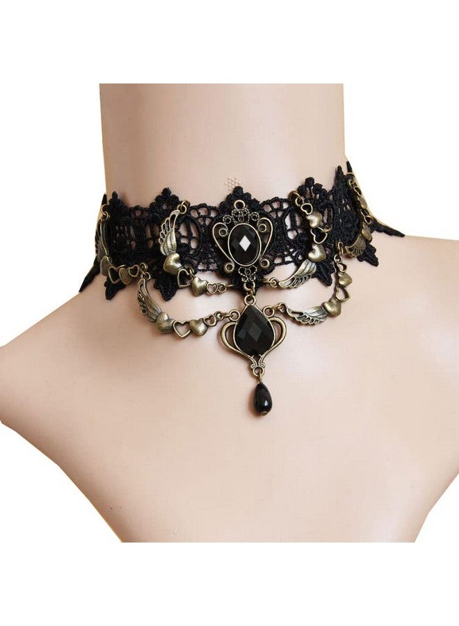 Love Sweety Halloween Vintage Crown Rose Headband Gothic Floral Headpiece (Necklace and Bracelet Heart) - Image 2