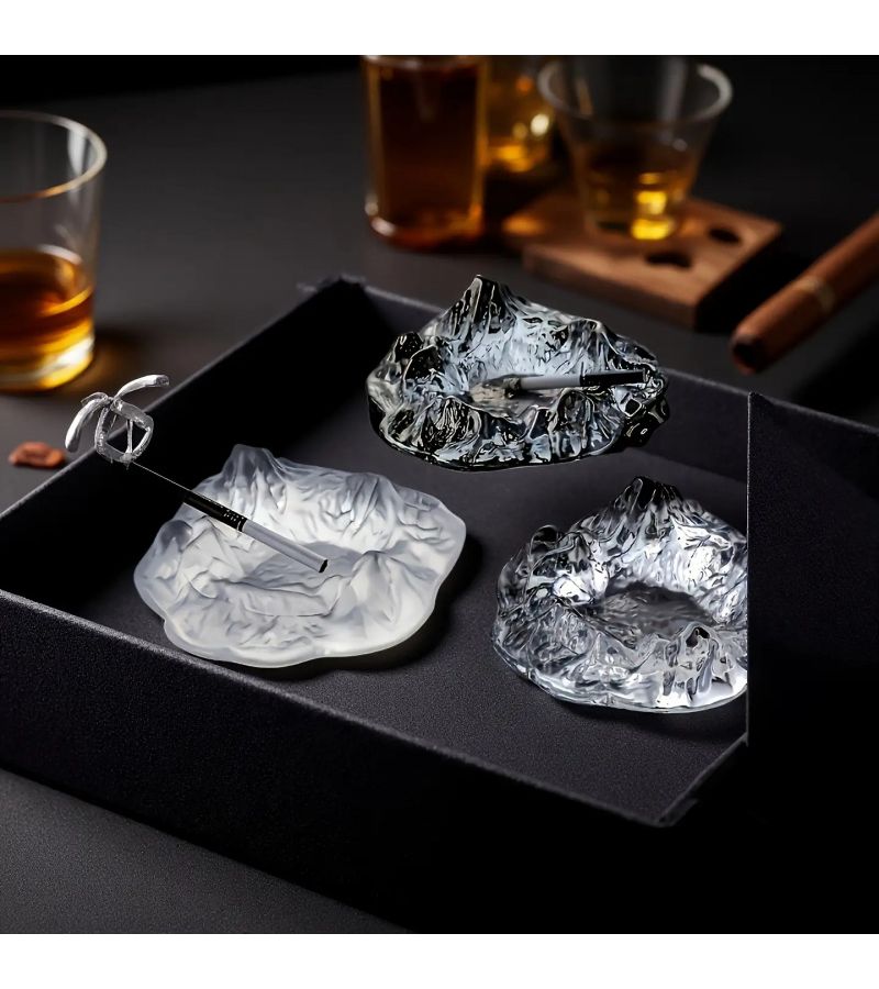 1pc Iceberg Frosting Self Designed Ashtray Creative Light Luxury Desktop Decor Anti Flying Ash Office Cigar Holder Gift For Men Boyfriend Nordic Modern Home Decor Desktop Accessory - Image 1