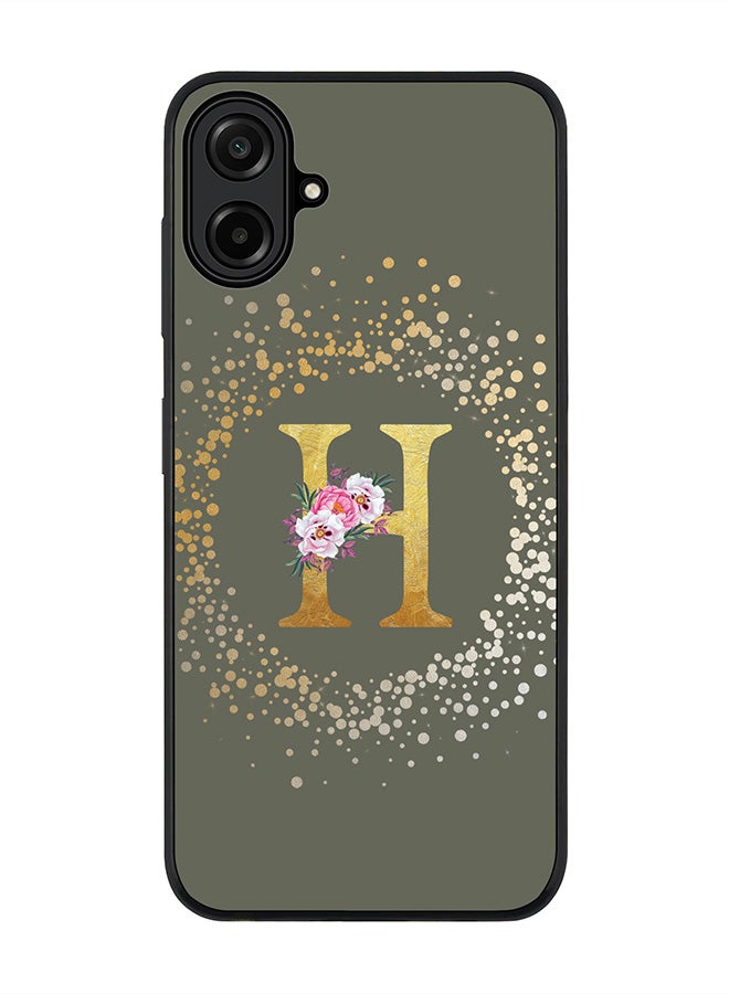 Stylizedd For Samsung Galaxy A07 4G Case,Slim fit Camera Protection, Shockproof Thin Phone cover  - Custom Monogram Floral - H  (Olive Green )