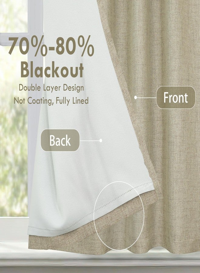 DriftAway Double Layer Linen Blackout Tie Up Curtains Thermal Insulated Fully Lined Balloon Roman Shade Bathroom Window Adjustable Rod Pocket for Small Window 25 Inch by 47 Inch Light Khaki Linen - Image 2