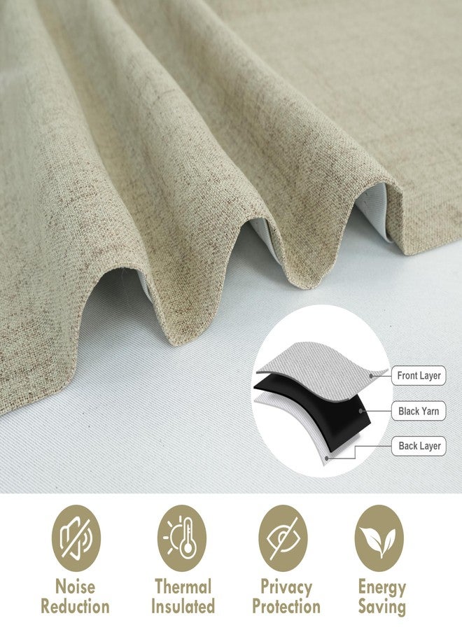 DriftAway Double Layer Linen Blackout Tie Up Curtains Thermal Insulated Fully Lined Balloon Roman Shade Bathroom Window Adjustable Rod Pocket for Small Window 25 Inch by 47 Inch Light Khaki Linen - Image 5