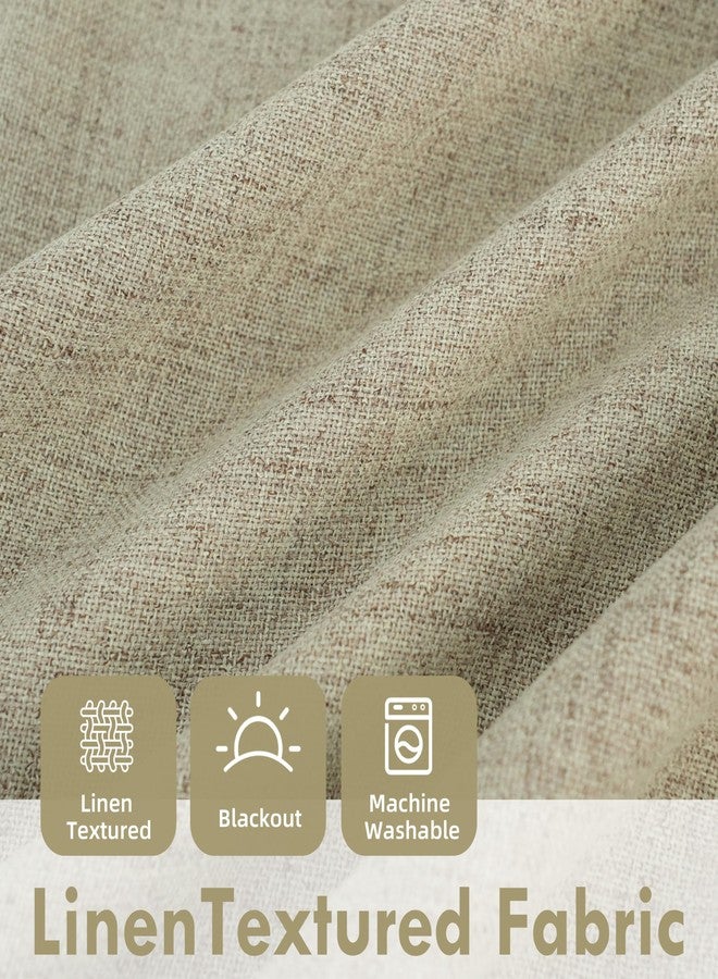 DriftAway Double Layer Linen Blackout Tie Up Curtains Thermal Insulated Fully Lined Balloon Roman Shade Bathroom Window Adjustable Rod Pocket for Small Window 25 Inch by 47 Inch Light Khaki Linen - Image 4