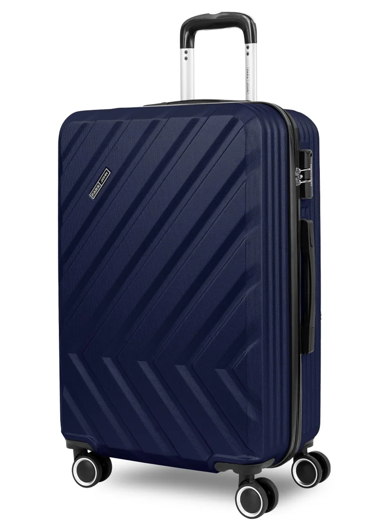 PARAJOHN Chevron 24-Inch (Medium) ABS Hard Case Checked-In Luggage Trolley Bag with 4 Spinner Wheels and Lock - Navy Blue