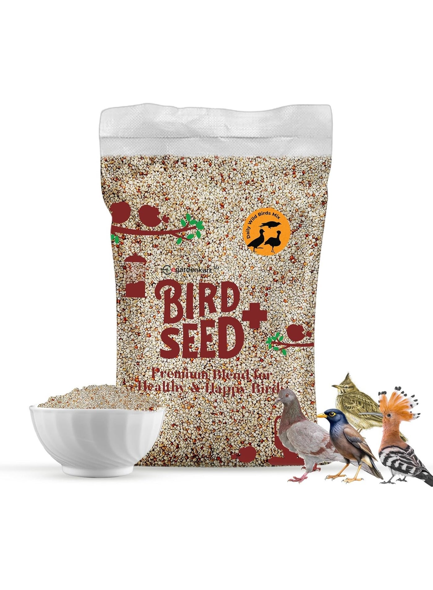 Egardenkart® Bird Food Daily Budget-Friendly - 10 Kg, Bird Seed | Wild Bird Feed for all Types of Wild Birds | Birds Food for Small Birds Dove Pigeon Myna Lark Bulbul Sparrow Hoopoe Seed Mix (10)