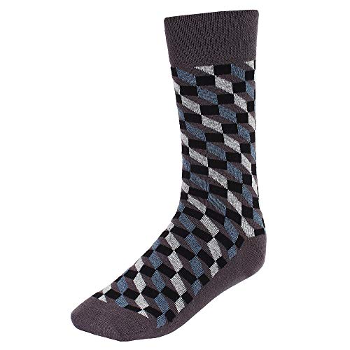 Creature Men's Cotton Calf Length Check Print Formal Socks Combo of 3 (SCS-13.4) - Image 2