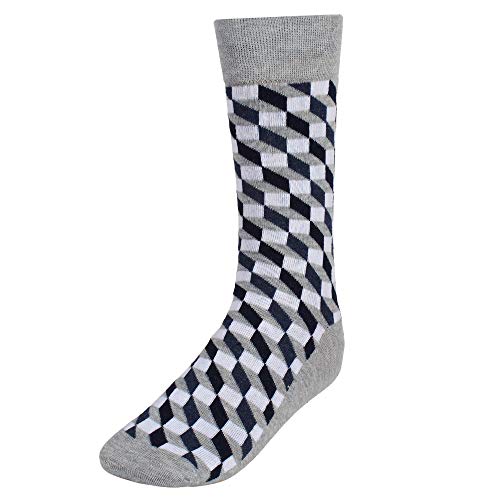 Creature Men's Cotton Calf Length Check Print Formal Socks Combo of 3 (SCS-13.4) - Image 3