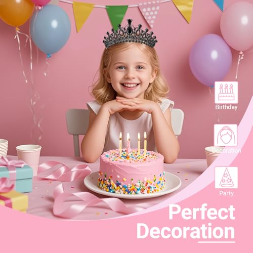 Papoopy Tiara Crown for Women, Headband Hair Accessories for Birthday Wedding Party Costume (C-Black) - Image 4