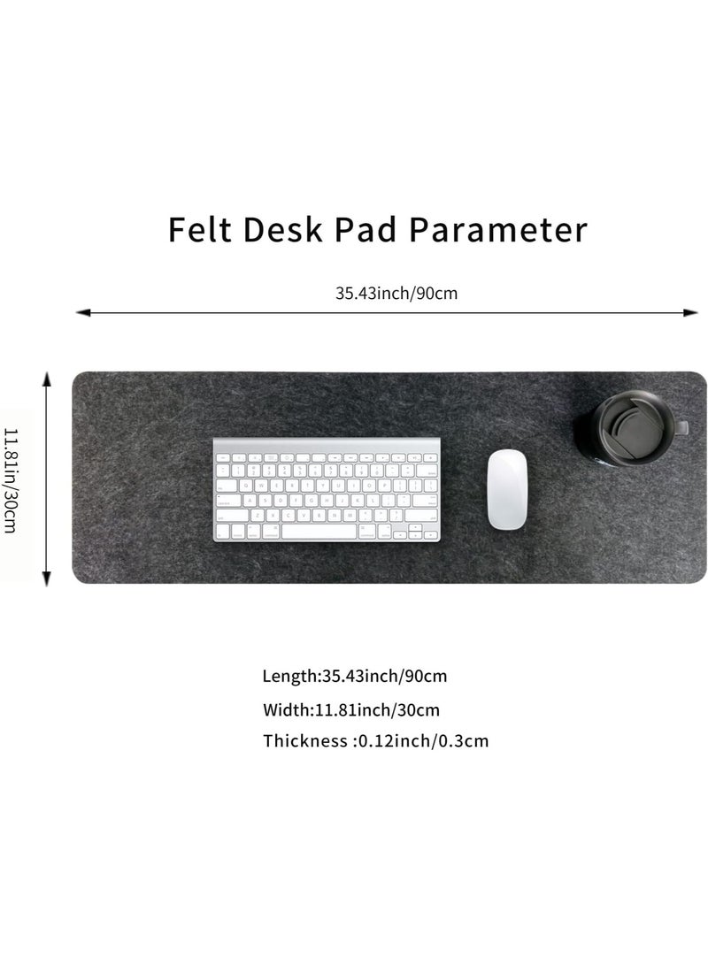 MAOGEDA Multifunctional Felt Desk Mat, Computer Mouse Pad, Office Desk Mat 90cm X 30cm Large Felt Mouse Pad, Extended Gaming Mouse Pad, Computer Desk Mat, Non-slip and Waterproof Office Desk Mat Protector (Black Gray) - Image 2