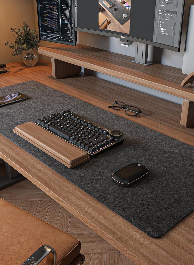 MAOGEDA Multifunctional Felt Desk Mat, Computer Mouse Pad, Office Desk Mat 90cm X 30cm Large Felt Mouse Pad, Extended Gaming Mouse Pad, Computer Desk Mat, Non-slip and Waterproof Office Desk Mat Protector (Black Gray) - Image 1
