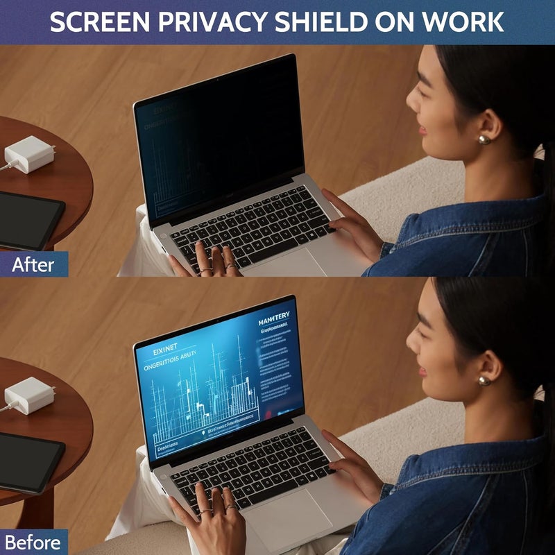 شاشة خصوصية للابتوب مقاس 15.6 بوصة، لشاشة ابتوب بنسبة عرض إلى ارتفاع 16:9، درع خصوصية مضاد للوهج ومرشح للضوء الأزرق | درع خصوصية قابل للإزالة | واقي شاشة. - Image 4
