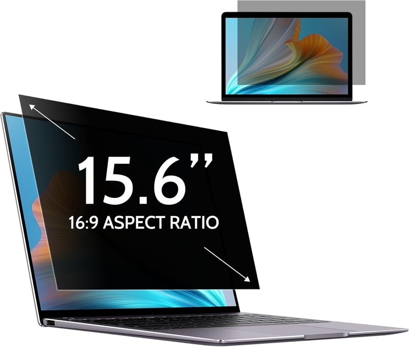 شاشة خصوصية للابتوب مقاس 15.6 بوصة، لشاشة ابتوب بنسبة عرض إلى ارتفاع 16:9، درع خصوصية مضاد للوهج ومرشح للضوء الأزرق | درع خصوصية قابل للإزالة | واقي شاشة. - Image 1