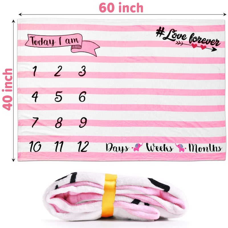 Tiny Gifts Baby Girl Milestone Blanket, Monthly Blanket Fleece, Personalized Blankets, Milestone Girls, New Baby Gifts Sets, Month-to-Month Growth, Newborn Essentials 60"x40" - Image 4