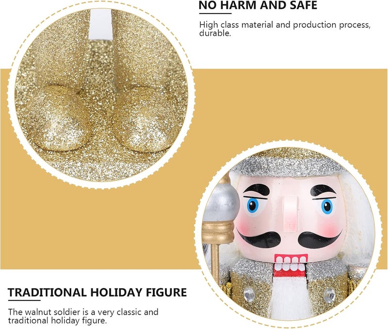 PASOLABE Store Christmas Nutcrackers Gold Nutcracker Figures 12 Inch Christmas Nutcracker Ornaments Gold Glitter Nutcracker Christmas Decorations for Festival Party Decoration - Image 3